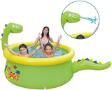 Sun Club Large 69in Water Spraying 3D Dinosaur Inflatable Round Circular Fun Novelty Kids Children’s Paddling Pool Green - Packed Direct UK