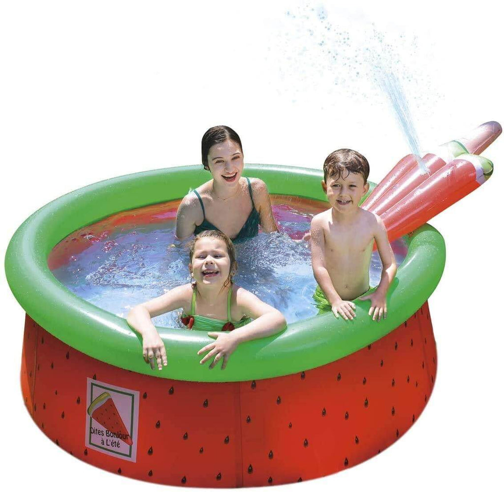 Sun Club Large 69in Water Spraying 3D Watermelon Inflatable Round Circular Fun Novelty Kids Children’s Paddling Pool Red Green (Watermelon) - Packed Direct UK