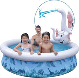 Sun Club Large 80in Water Spraying 3D Elephant Inflatable Round Circular Fun Novelty Kids Children’s Paddling Pool Blue White - Packed Direct UK