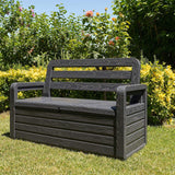 TOOMAX Outdoor & Indoor Storage Box Bench Seat 270L Garden Chest Plastic Furniture - Packed Direct UK