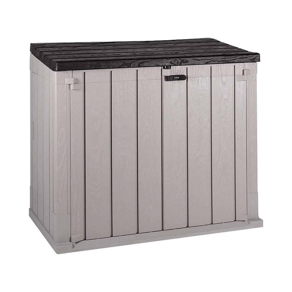 TOOMAX Storaway 842L Outdoor Garden Plastic Storage Shed Box, Large Garden Tools & Equipment, Lawn Mowers or Bikes, Grey and Black - 130 x 75 x 110 cm - Packed Direct UK