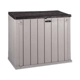 TOOMAX Storaway 842L Outdoor Garden Plastic Storage Shed Box, Large Garden Tools & Equipment, Lawn Mowers or Bikes, Grey and Black - 130 x 75 x 110 cm