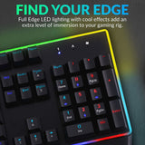 XTREME RGB Backlit Mechanical Gaming Keyboard USB Wired Rainbow Keyboard for PC Gaming with Wrist Rest - UK Qwerty Layout - Black - Packed Direct UK